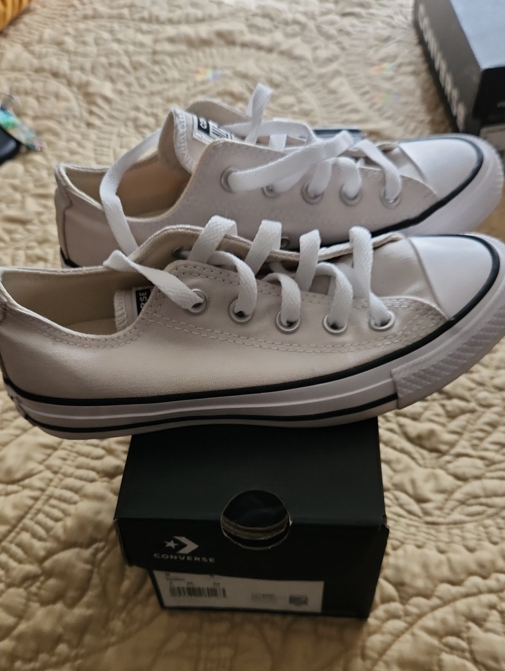 Converse Unisex Low Top Canvas Sneakers with Black Trim Color: Pale Putty